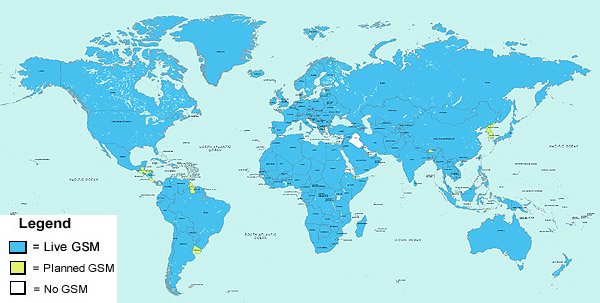 Mapa cobertura Mundial del Localizador GPS Senda para mayores
