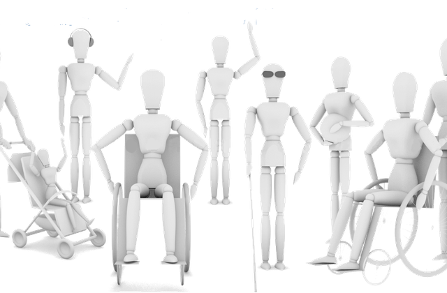 Imagen de diferentes maniquíes representando la accesibilidad
